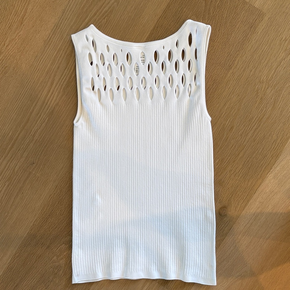 Scala White Tank Top with Cutout Detail - Picture 3 of 3